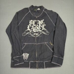 Blac Label Men's Full Zip Black Jacket Size Medium